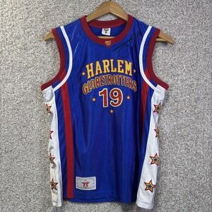 Harlem Globetrotters Jersey Mens Medium Blue Basketball Flip 19 Autograph